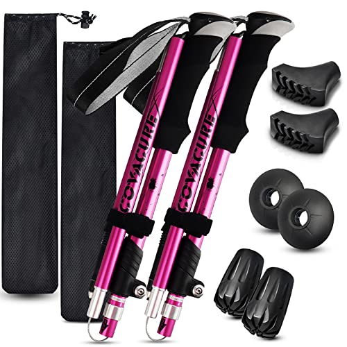 Covacure Hiking Poles Collapsible Trekking Poles - Aluminum Alloy 7075 Walking Sticks with Telescopic & Foldable Tri-fold Design Hiking Gear for Women Men, Camping, Climbing ProductsLogo