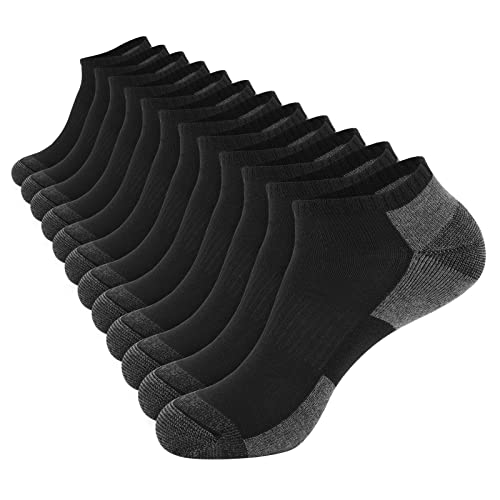 COOPLUS 12 Pack Mens Cushioned Ankle Socks, Low Cut Breathable Casual Socks (Shoe Size 6-11) ProductsLogo