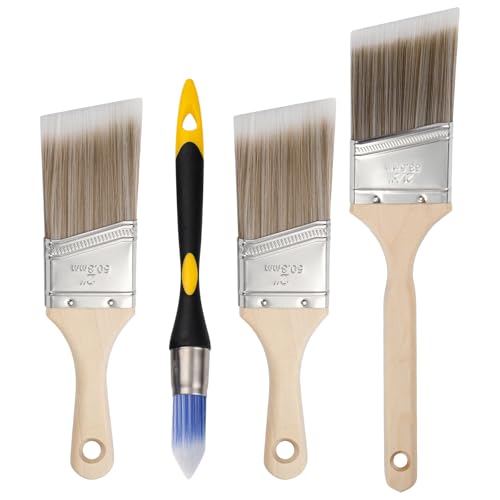 Mister Rui Paint Brush Set, 4 Pack Angle Brushes Professional Trim, Cabinet & Wall Paint Brushes for Oil, Latex, Synthetic Bristles, No Shedding ProductsLogo