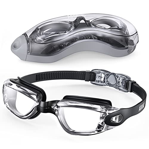 Aegend Swim Goggles, Swimming Goggles No Leaking Full Protection Adult Men Women Youth, Flexible, Detachable, Black, Clear ProductsLogo