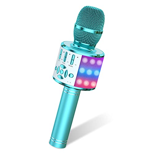 Amazmic Kids Karaoke Microphone Machine Toys for Girls Bluetooth Microphone with LED Light, Birthday Gift for Girls Boys 3 4 5 6 7 8 9 10 11 12 Year Old Kids Toys(Blue) ProductsLogo