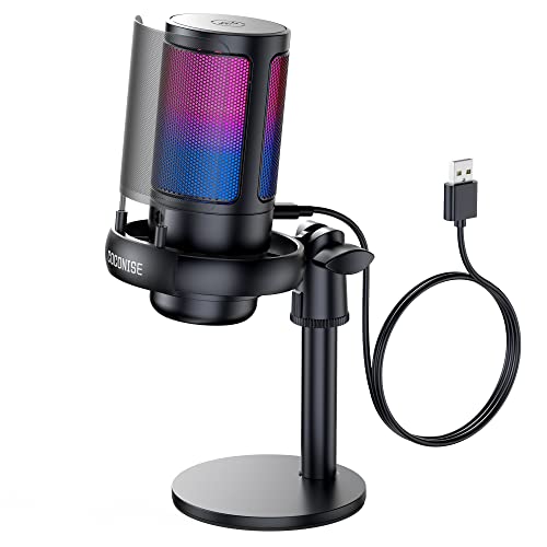 COCONISE Gaming Microphone, USB PC Mic for Podcasts Videos, Streaming, Condenser Mic with Quick Mute, Tripod Stand, Pop Filter, RGB Indicator, Shock Mount, Rotate gain button, Compatible with PS4/5/PC ProductsLogo