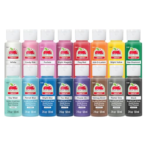 Apple Barrel, Vibrant Spectrum Collection Acrylic Craft Paint, PROMOABIII, 2 fl oz each, 16 assorted matte colors, 16 count ProductsLogo
