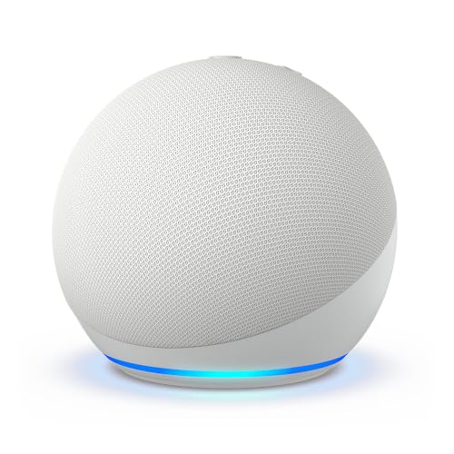 Amazon Echo Dot (newest model), Vibrant sounding Alexa speaker, Great for bedrooms, dining rooms and offices, Glacier White ProductsLogo