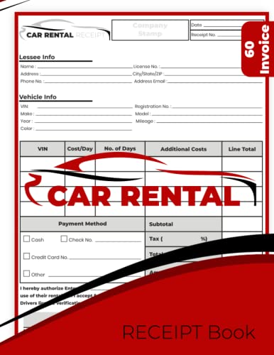 Car Rental Receipt Book: Perfect for Rental Dealership and Agencies. One For You One For Your Client (8.5x11 Inch.) ProductsLogo