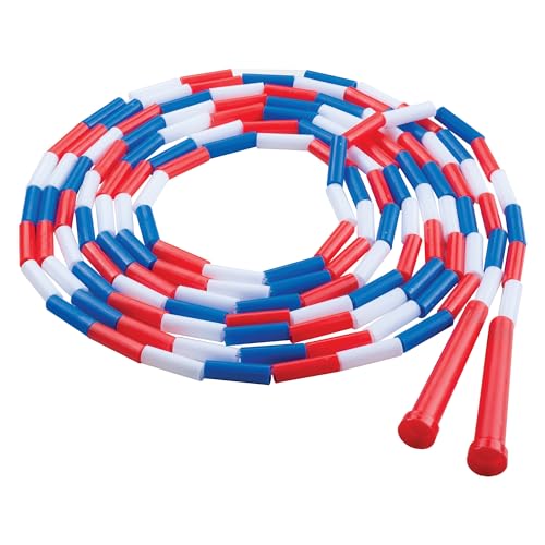 Champion Sports Classic Plastic Segmented Beaded Jump Ropes - Phys. Ed, Gym, Fitness and Recreational Use, 16'L, Red/White/Blue ProductsLogo