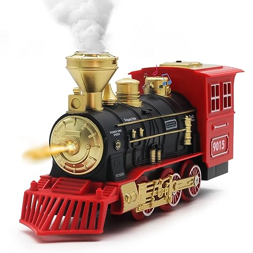 Hot Bee Train Toys Train Steam Locomotive Engine Toy, Smoke, Lights & Sounds, for 3 4 5 6 7+ Year Old Kids ProductsLogo