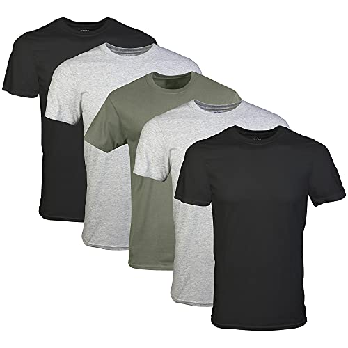 Gildan Men's Crew T-Shirts, Multipack, Style G1100, Black/Sport Grey/Military Green (5-Pack), Large ProductsLogo