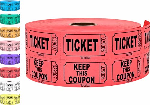 1000 Tacticai Raffle Tickets, Red (1 of 8 Colors), Double Roll, Ticket for Events, Entry, Class Reward, Fundraiser & Prizes ProductsLogo