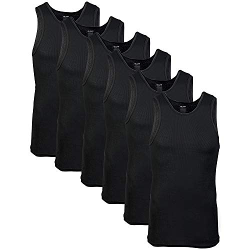 Gildan Men's A-Shirt Tanks, Multipack, Style G1104, Black (6-Pack), 2X-Large ProductsLogo