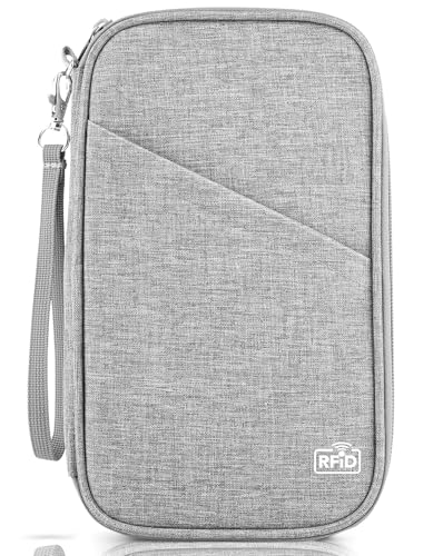 Passport Holder Family, Women Rfid Blocking Passport Wallet, Travel Essentials Premium Wallets, Waterproof Passport Holders Bag for Men Traveling, Travel Document Organizer Credit Cards Case ProductsLogo