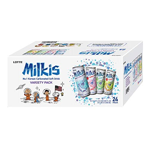 Milkis Carbonated Drink 4 Variety Flavors, Apple, Melon, Strawberry & Original, 8.45 Fl Oz, Pack of 24 ProductsLogo