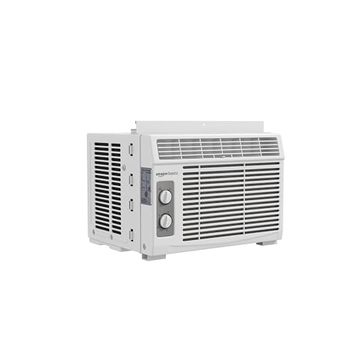 Amazon Basics 5000-BTU Small Window Air Conditioner, Up to 150 Sqf, Window AC Units with Cool and Fan Functions, Washable Filter, Adjustable Window Kit, Intuitive Mechanical Controls, White ProductsLogo
