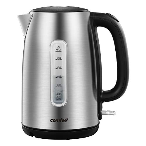 COMFEE' Stainless Steel Electric Kettle, 1.7 Liter Tea Kettle Electric & Hot Water Kettle, 1500W Fast Boil with LED Light, Auto Shut-Off and Boil-Dry Protection ProductsLogo