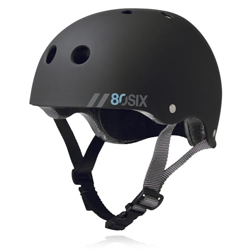 80SIX Triple Certified Multisport Helmet - Ideal for Bike, Scooter, Skateboard, Roller Skate and Inline Skate (Black Matte, Medium-Ages 8+) ProductsLogo