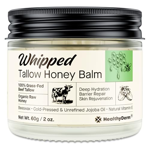 Beef Tallow Honey Balm for Skin: 100% Grass Fed Whipped Organic Moisturizer with Organic Raw Honey, Jojoba Oil, Vitamin E – Natural Face and Body Care for Mature, Dry or Sensitive Skin, 2oz ProductsLogo