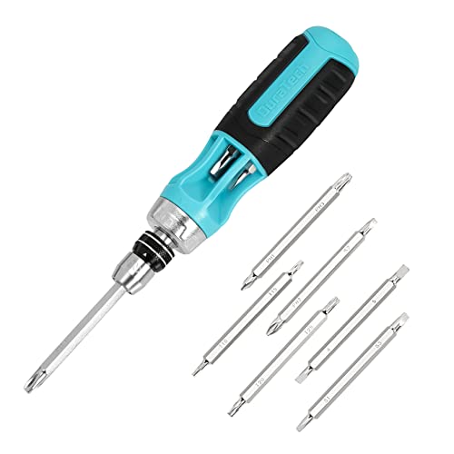 DURATECH Ratcheting Screwdriver, 12-in-1 Multi-bit Screw Drivers, Premium S2 Steel, Innovated Bits Quick-Load Mechanism, with Phillips, Slotted, Torx, Square Bits Stored in Handle ProductsLogo