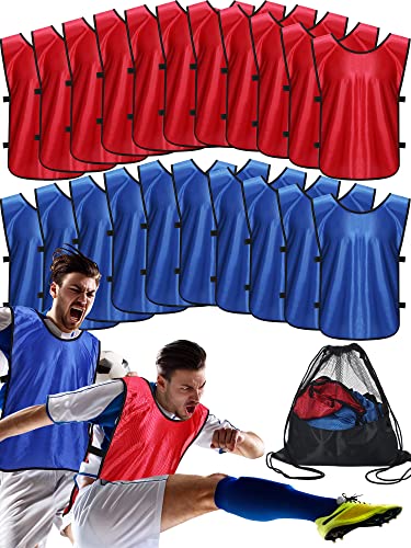 Jiuguva 24 Packs Pennies Scrimmage Vests Blue Red Training Practice Vests for Youth Adults Soccer Basketball ProductsLogo