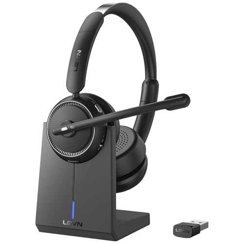 Wireless Headset with Mic for Work, Bluetooth Headset with Microphone (Noise Cancelling & Mute Button), Wireless Headphones with Mic for Work from Home/Office/PC/Call Center/Computer/Laptop/Teams/Zoom ProductsLogo