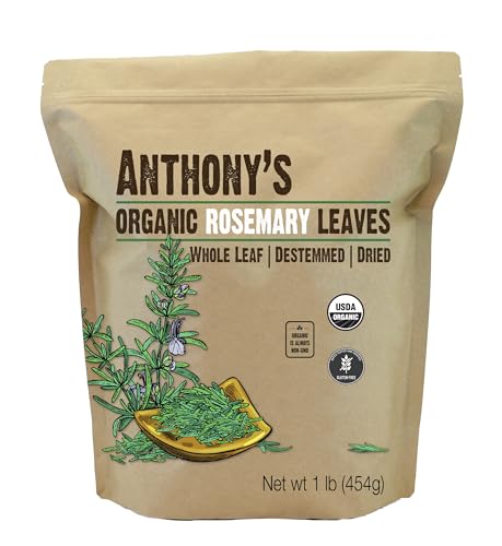 Anthony's Organic Dried Rosemary Leaves, 1 lb, Whole Leaf, Destemmed, Non GMO, Non Irradiated, Gluten Free ProductsLogo