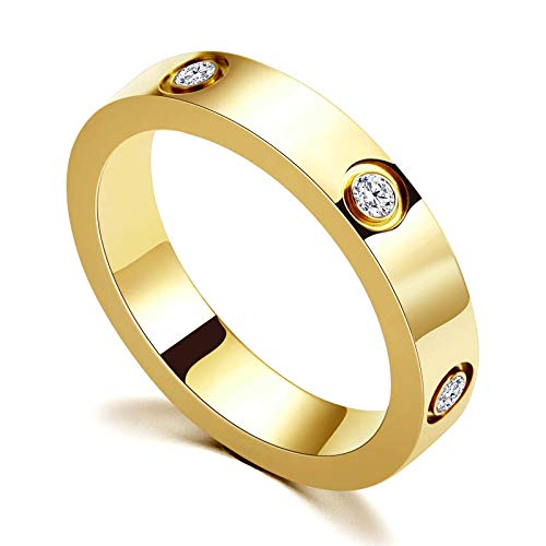 PDWZNBA Love Friendship Ring 18K Gold-Plated Stainless Steel Promise Ring Wedding Band Jewelry Birthday Gifts for Women ProductsLogo