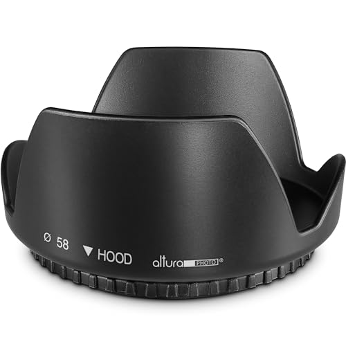 Altura Photo 58MM Tulip Flower Lens Hood for Canon EOS 77D 80D 90D Rebel T8i T7 T7i T6i T6s T6 SL2 SL3 DSLR Cameras with Canon EF-S 18-55mm f/3.5-5.6 is Lens and Select Nikon Lenses ProductsLogo