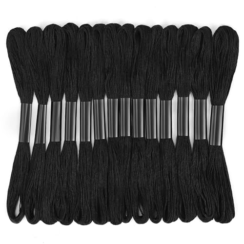 14 Skeins Black Embroidery Floss: Embroidery Thread 120 Yards Friendship Bracelet String Cross Stitch Cotton Yarn for DIY Bracelet Making ProductsLogo