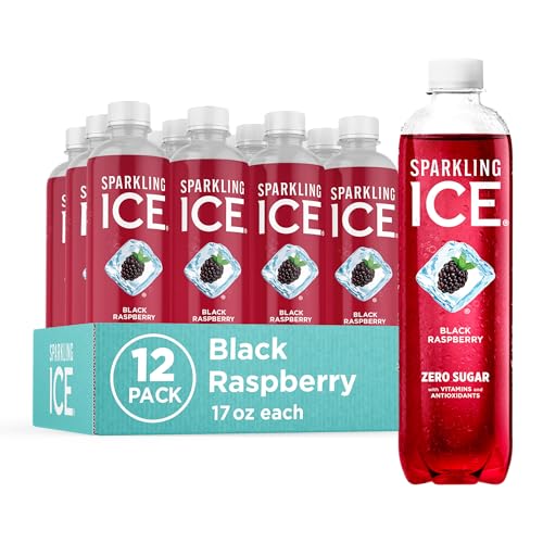 Sparkling Ice, Black Raspberry Sparkling Water, Zero Sugar Flavored Water, with Vitamins and Antioxidants, Low Calorie Beverage, 17 fl oz Bottles (Pack of 12) ProductsLogo