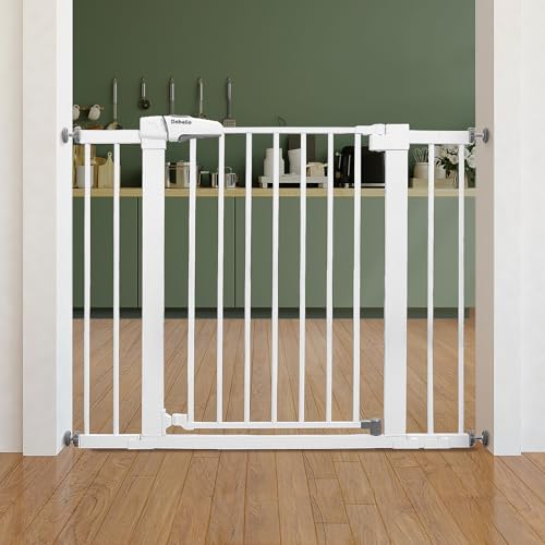 Babelio Baby Gate for Doorways and Stairs, 26''-40'' Auto Close Dog/Puppy Gate, Easy Install, Pressure Mounted, No Drilling, fits for Narrow and Wide Doorways, Safety Gate w/Door for Child and Pets ProductsLogo