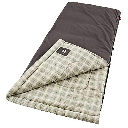 Coleman Heritage Big & Tall 10°F Flannel Sleeping Bag, XL Sleeping Bag Fits Adults up to 6ft 7in Tall, Machine Washable, Great for Camping, Hunting, Guests, & More ProductsLogo
