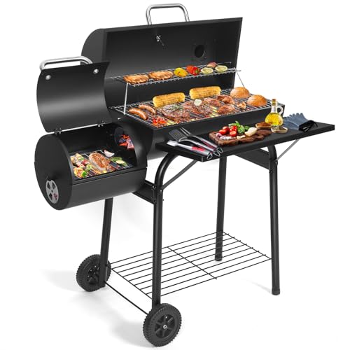 SUNLIFER Charcoal Grill Offset Smoker: Charcoal Barbecue Grills with Spacious Cooking Area | Barrel BBQ Grill and Smokers Combo for Outdoor Patio Backyard Camping and Parties ProductsLogo