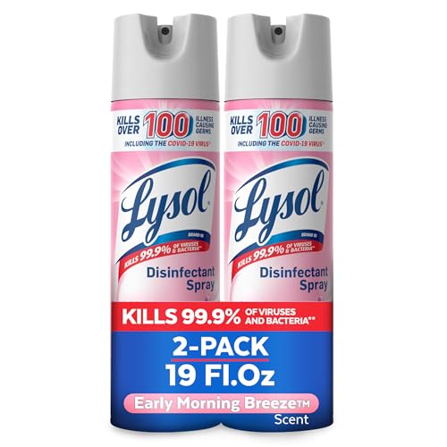 Lysol Disinfectant Spray, Sanitizing And Antibacterial Spray, For Disinfecting And Deodorizing, Early Morning Breeze, 19 Fl Oz (Pack Of 2), Packaging May Vary ProductsLogo