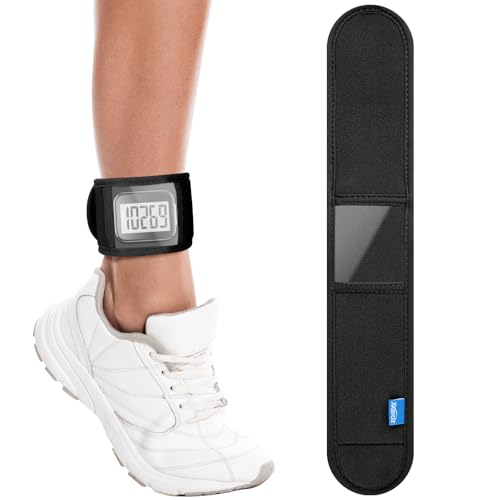 Xxerciz Ankle Band Compatible with Large Fitness Pedometer, Breathable Sport Ankle Band with Transparent Pouch for Step Counter Accessory (Black) ProductsLogo
