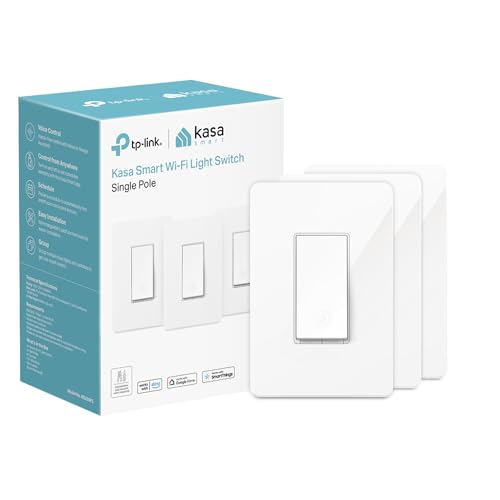 Kasa Smart Light Switch HS200P3, Single Pole, Needs Neutral Wire, 2.4GHz Wi-Fi Light Switch Works with Alexa and Google Home, UL Certified, No Hub Required, 3-Pack , White ProductsLogo