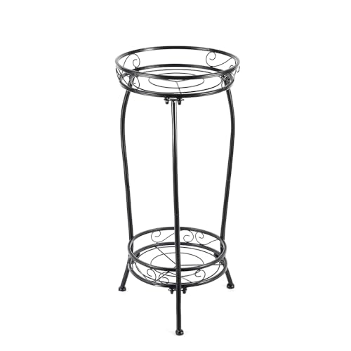Kavlium Plant Stand Indoor Outdoor，Tall Black Metal Rustproof Stable Plant Stands，2 Tier 27.1 inch Multiple Plant Rack Holder Rack Flower Pot Stand Heavy Duty Plant Shelf ProductsLogo