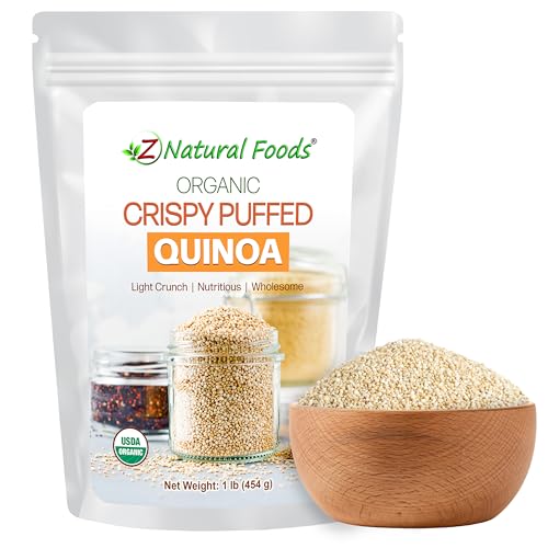 Z Natural Foods Organic Crispy Puffed Quinoa - Real Crisped Quinoa Vegan Superfood - Healthy Quinoa Crisps Snacks for Adults & Kids - Crispy Quinoa Puffs for Baking, Snacks, Yogurts, Gluten-Free, 1 lb ProductsLogo