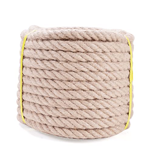 Jute Rope - Twisted Manila Natural Thick Hemp Rope Multipurpose for Indoor and Outdoor Use, for Docks, Railings, DIY Projects, Home Decorating, Climbing (1/2 inch x 50 Feet) ProductsLogo