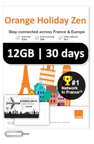 Orange Holiday Europe Prepaid Sim 12GB Internet Data | 30 Days-Use | Data tethering Allowed | 30min & 200 SMS from Europe to Any Country Worldwide+1 Sim Card Holder+1 Pin ProductsLogo