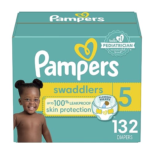 Pampers Baby Diapers - Swaddlers - Size 5, 132 Count, Ultra Absorbent Disposable Infant Diaper ProductsLogo