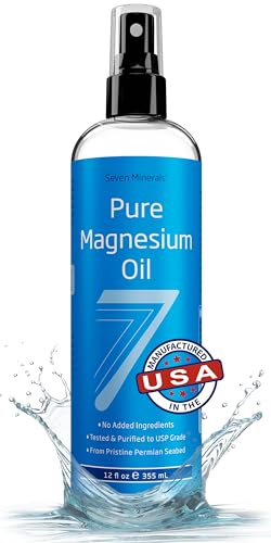 Seven Minerals Pure Magnesium Oil Spray, Big 12oz, USP Grade, Extra Strength, for Feet, Sleep, Muscle Pain & Cramps - Mined in The USA ProductsLogo