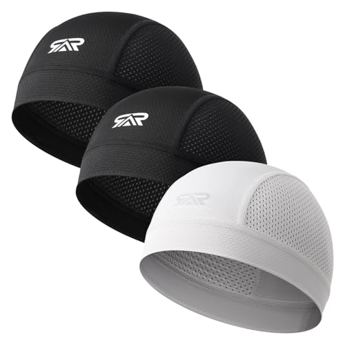 THINDUST 3Pcs Breathable Mesh Skull Cap,Lightweight Quick Dry Sports Helmet Liner for Men Women, Cooling Cycling Beanies ProductsLogo