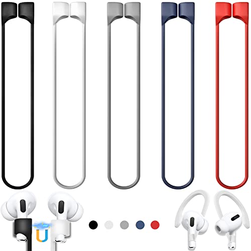 5 Pack Ultra Strong Magnetic AirPods Pro Straps, Anti-Lost Neck Cord for AirPods Pro 3 2025,AirPods 4th, AirPods Pro 2nd/1st, AirPod 3rd, AirPod 2nd/1st - 5 Pcs Silicone Sports Lanyard and 2 Ear Hook ProductsLogo