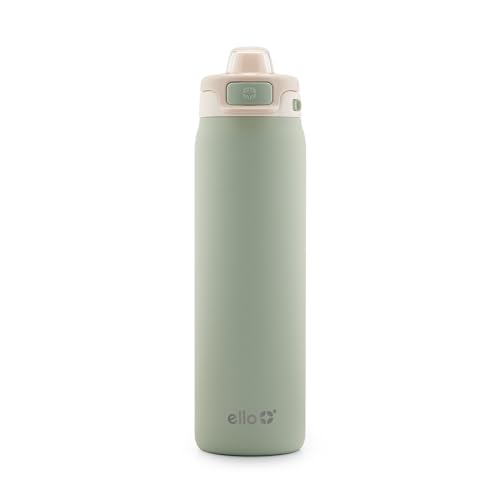 Ello Pop & Fill 22oz Stainless Steel Water Bottle with Quick Fill Technology, Double Walled and Vacuum Insulated Metal, Leak Proof Locking Lid, Sip and Chug, Reusable, BPA Free, Pistachio ProductsLogo
