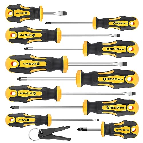 Amartisan 10-Piece Magnetic Screwdrivers Set, 5 Phillips and 5 Slotted Tips Professional Cushion Grip Screwdriver Set ProductsLogo