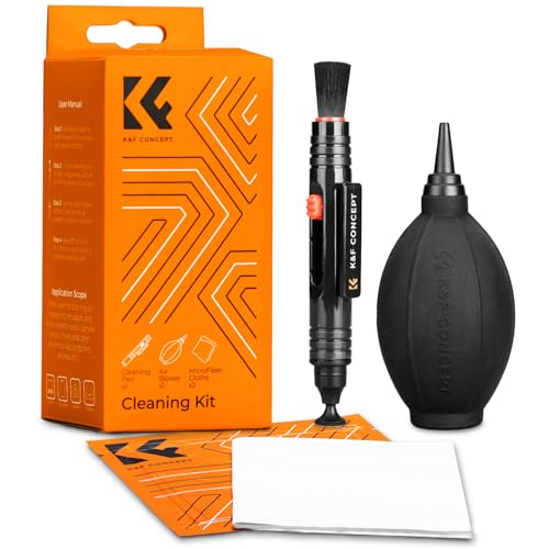 K&F Concept 4-in-1 Camera Cleaning Kit with Lens Brush Pen, Rocket Air Blower, Microfiber Cleaning Cloth, Lens Cleaner Kit for Canon Nikon Pentax Sony DSLR Cameras Cleaning Tool Accessories ProductsLogo