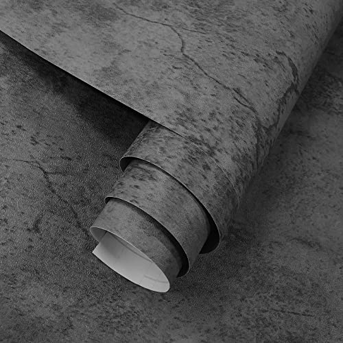 3YECAO 16"×118" Thick Blue Grey Peel and Stick Concrete Wallpaper 3d Faux Gray Concrete Contact Paper Vinyl Wrap DIY Self Adhesive Matte Grey Cement Wallpaper Tile Sticker for Countertops Walls Drawer ProductsLogo