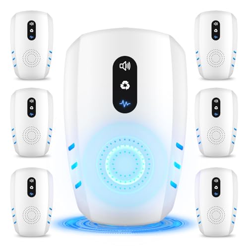 2025 Upgraded Ultrasonic Pest Repellent Indoor Insect Repeller, Pest Control, Repellent Roach, Mouse, Bugs, Mosquito, Mice, Spider, Ant, Rodent Repellent Ultrasonic Plug in, 3 Mode Switching, 6 Packs ProductsLogo