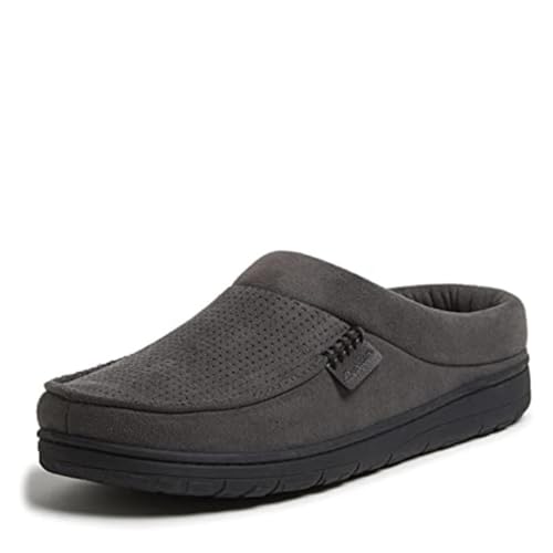 Dearfoams Men's Brendan Microfiber Suede Clog Slipper, Pavement (Perforated), Medium ProductsLogo