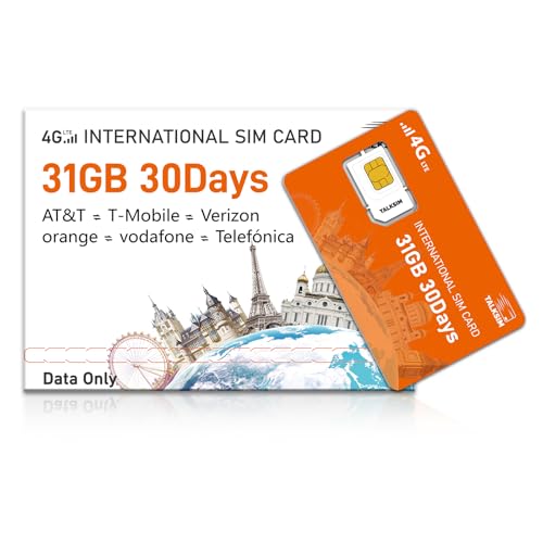 International Data SIM Card 31GB for 30 Days –4G LTE Coverage 45 Countries in USA,UK,Europe,Asia and Africa Prepaid Travel Data Only SIMCARD for Unlocked WiFi Mobile Hotspot,Phones&Tablet–No Contract ProductsLogo