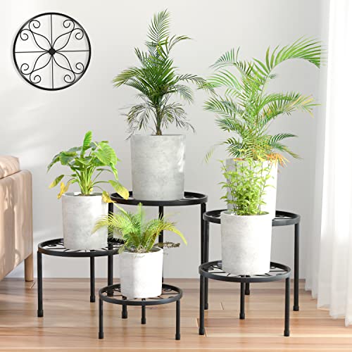 Linpla 5-Pack Decent Metal Plant Stands, Heavy Duty Flower Pot Stands for Multiple Plant, Anti-Rust Iron Plant Pot Shelf, Decoration Racks for Home Indoor and Outdoor (5 Pack Black) ProductsLogo